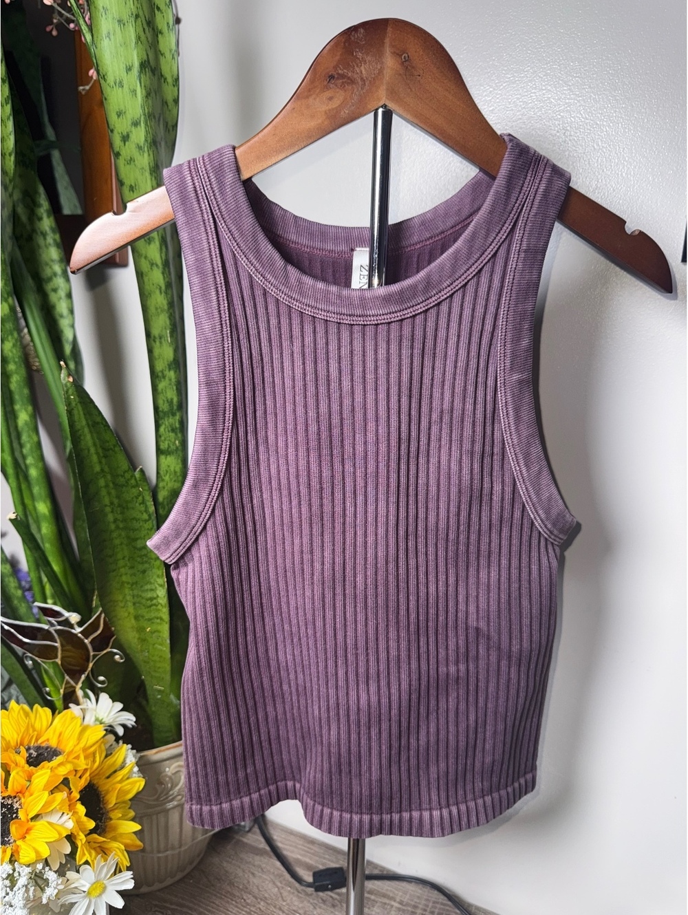 Zenana Ribbed Washed Seamless Tank